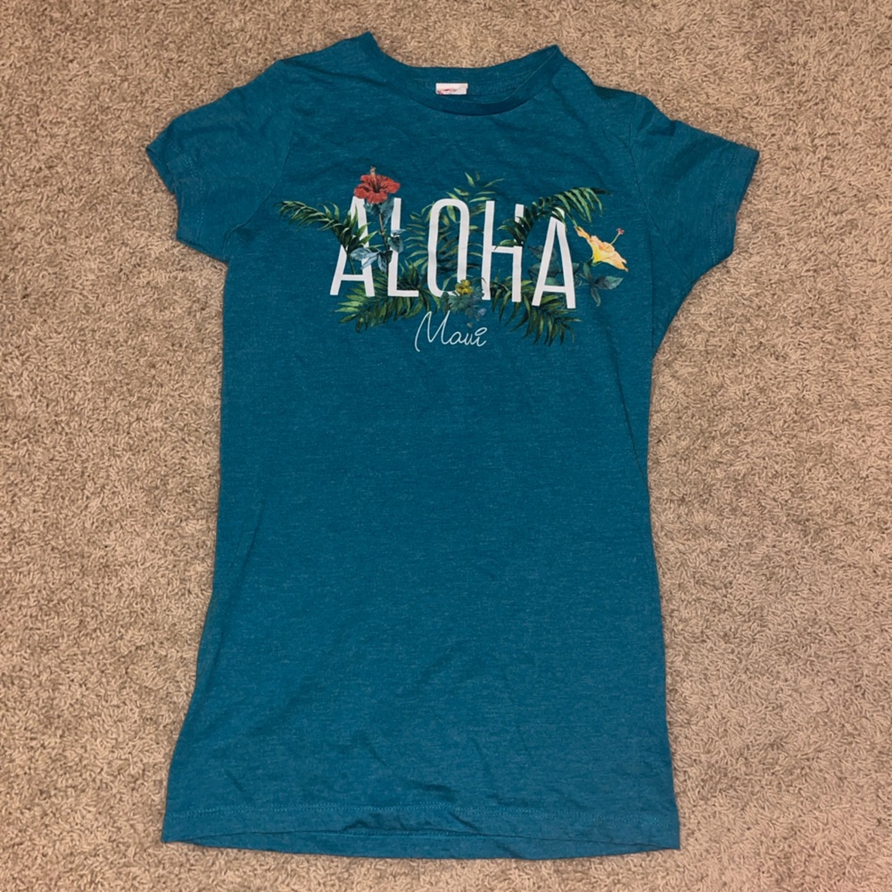 Kids Teal Aloha Graphic T-Shirt